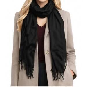 NEW BLUE PACIFIC FASHION women's cashmere blend solid scarf in black